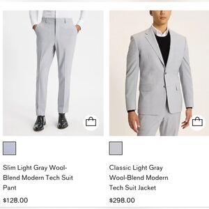 Express Slim Light Gray Wool Blend Modern Tech Suit & Nike Belt 30x30 & 36R